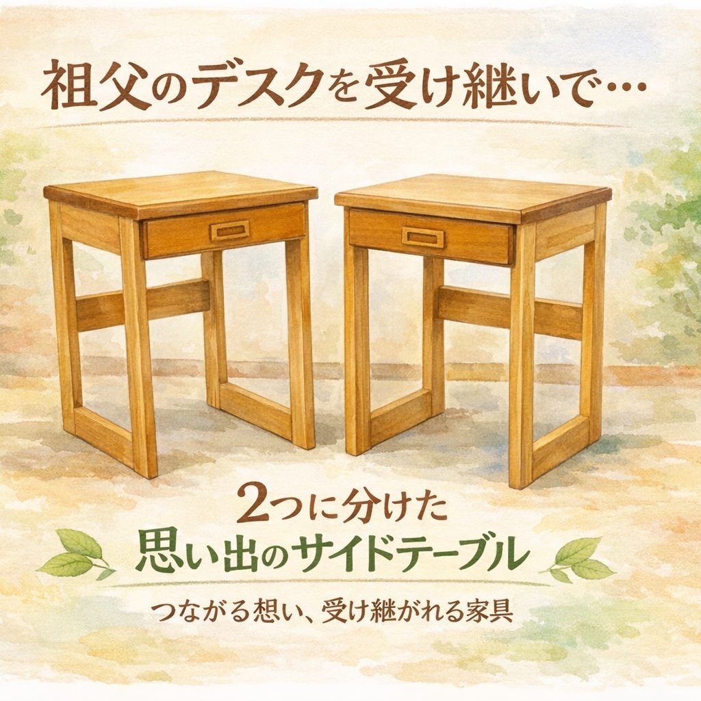 建具職人だったお祖父様のデスクを、サイドテーブルへ｜受け継ぐ家具のリメイク